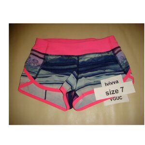 Ivivva by Lululemon 🍋 Speedy Shorts liner zipper pocket, stretchy, size 7